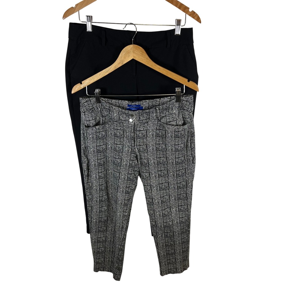 Apt 9‎ Dress Pants Bundle Womens 10 10P Black Solid and Plaid Torie Trousers